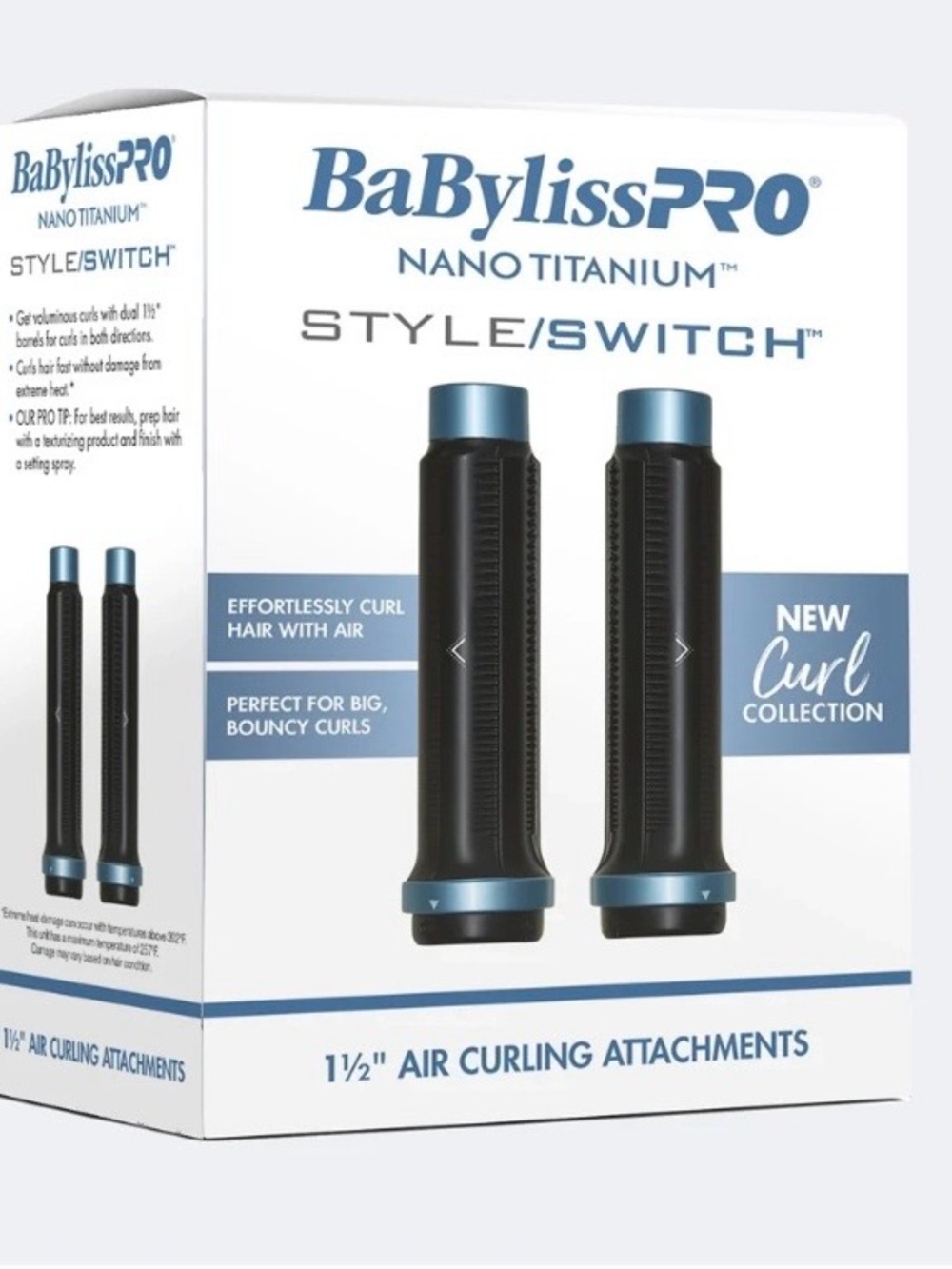 BaBylissPRO Nano Titanium 1½" Air Curling Attachments - Black & Blue